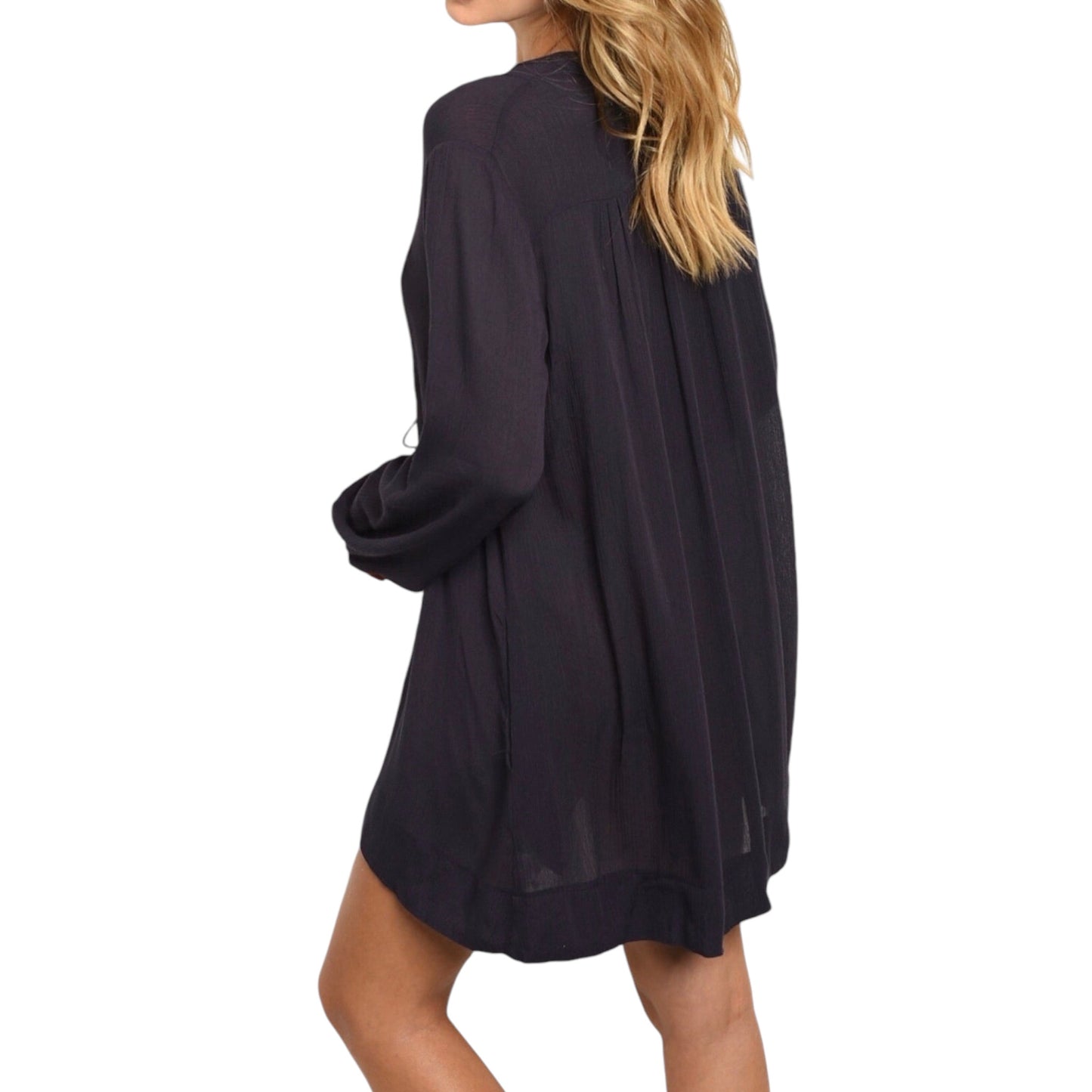 Navy Blue Long Sleeve Mini Dress