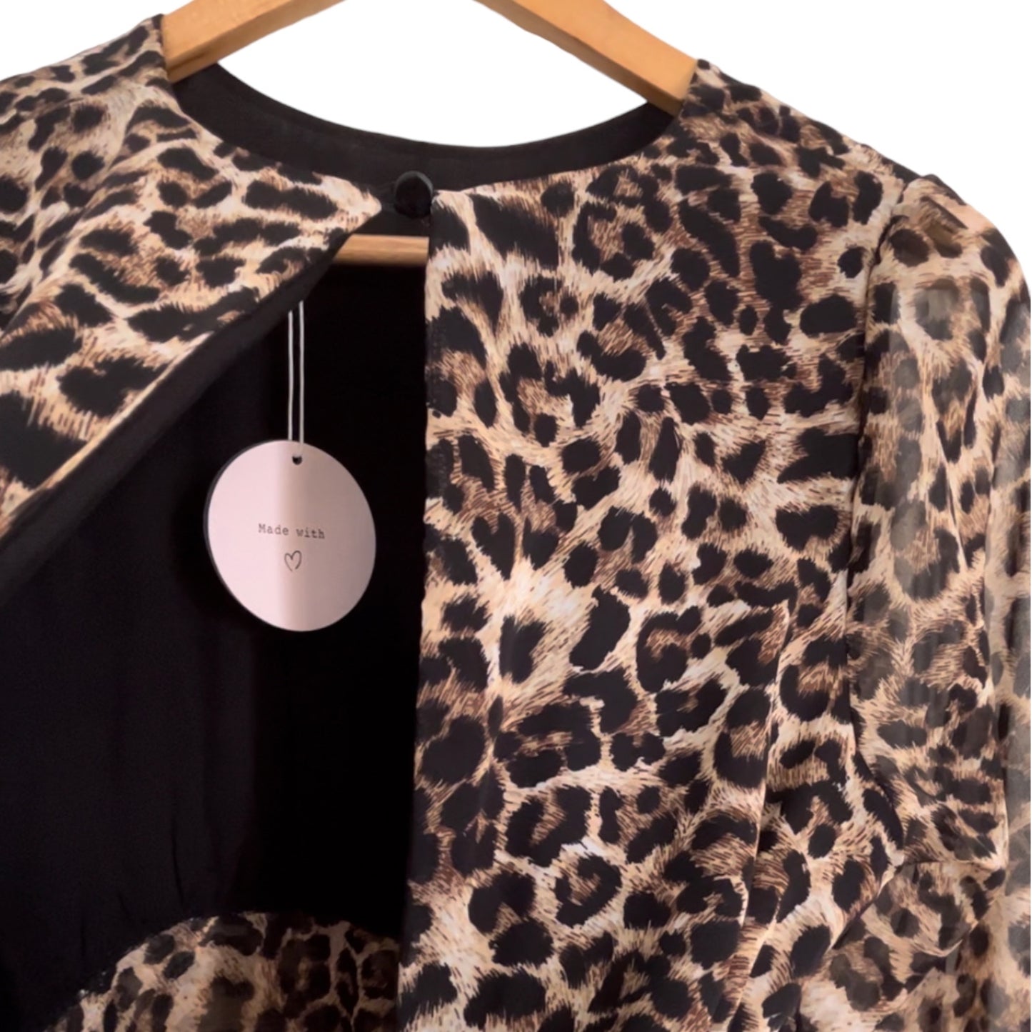 Animal Print Crop Top Open Back Blouse