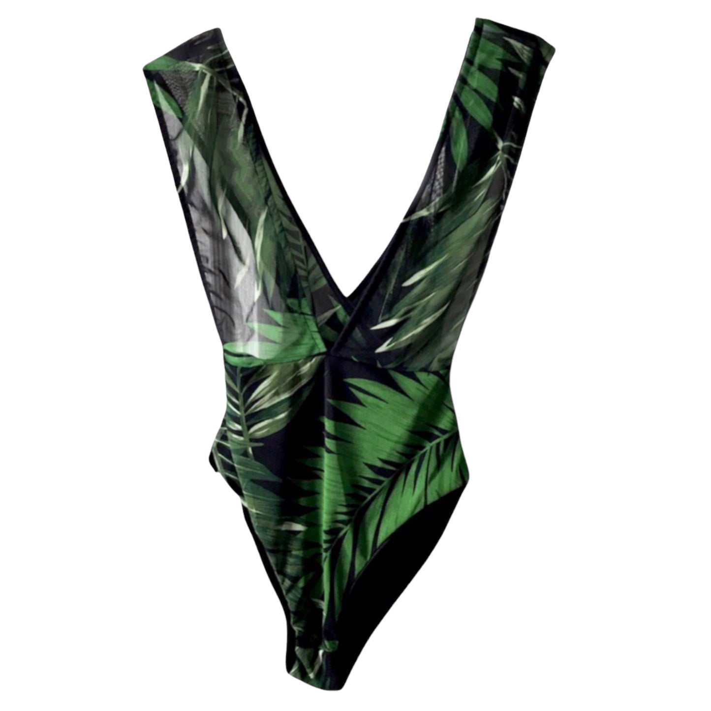 Tropical Leaf Print Sleeveless Bodysuit