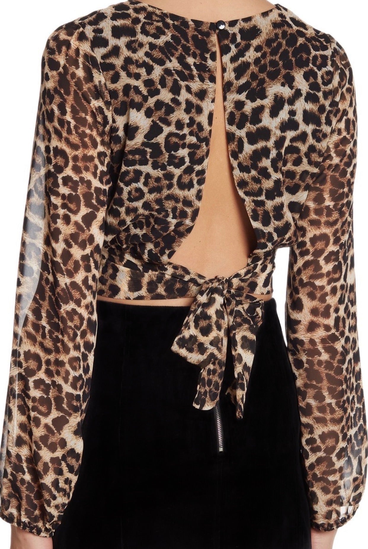 Leopard Print Open Back Crop Top - FashionNV