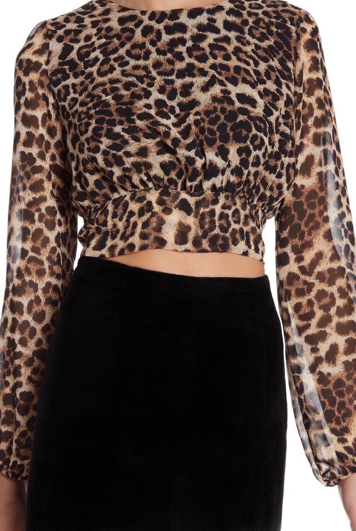 Leopard Print Open Back Crop Top - FashionNV