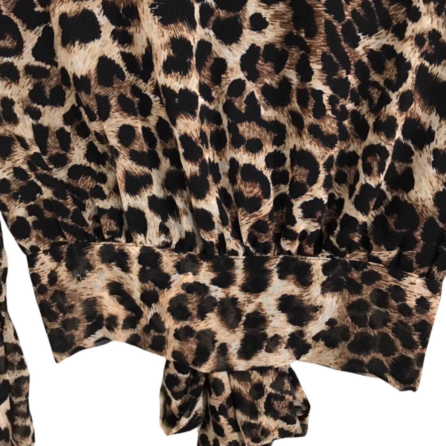 Animal Print Crop Top Open Back Blouse