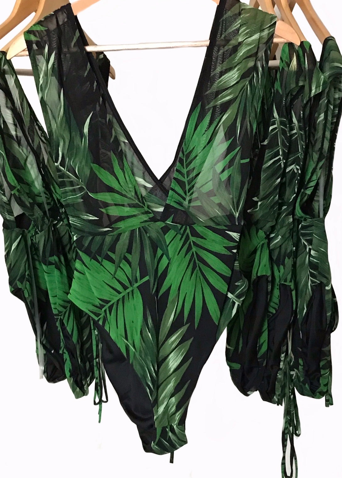 Tropical Leaf Print Sleeveless Bodysuit